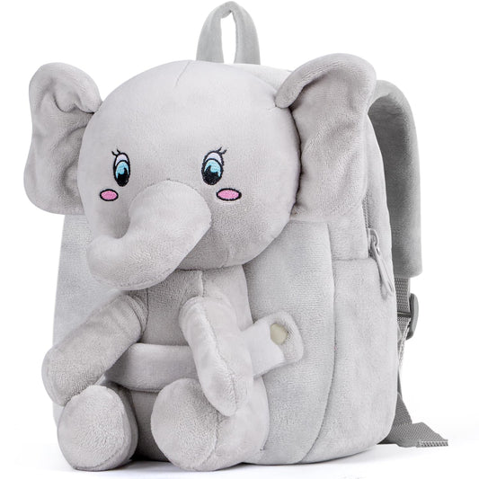 HONGTEYA Toddler Backpack Plush Backpack for Kids Soft Mini Backpack for Girls Animal Elephanet Doll Toys Birthday Easter Christmas kids for Age 1 2 3 4 5