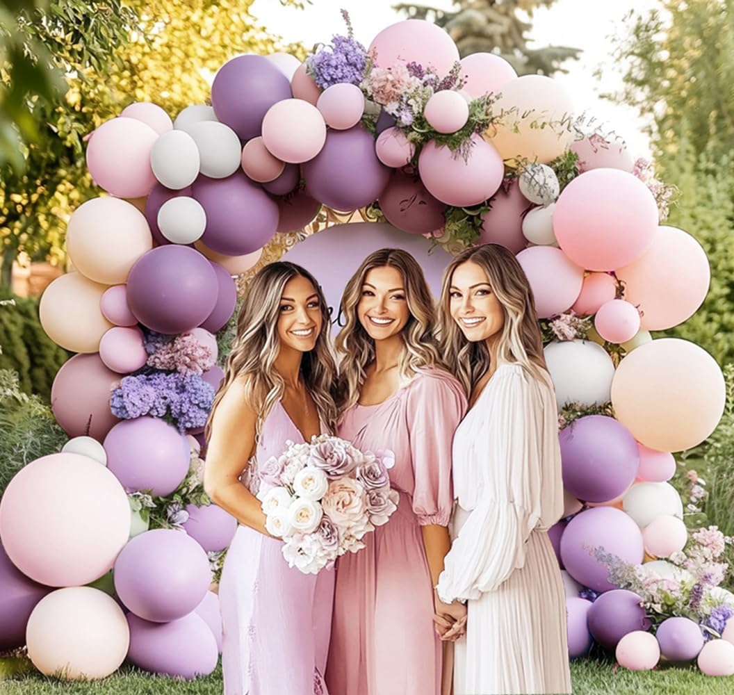 Dusty Pink Rose Balloon Garland Double Stuffed Mauve Light Pink Latex Blush Nude Beige Champagne Gold Balloon Arch Kit for Boho Birthday Baby Bridal Shower Neutral Wedding Party Decor