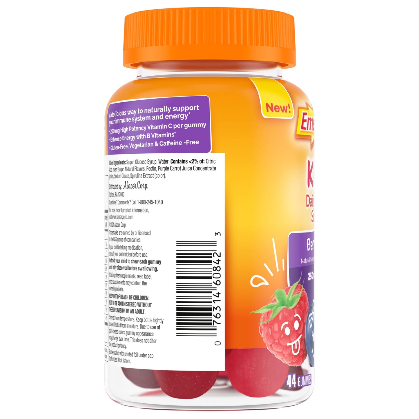 Emergen-C Kidz Daily Immune Support Dietary Supplements, Flavored Gummies with Vitamin C and B Vitamins for Immune Support, Berry Bash - 44 Count