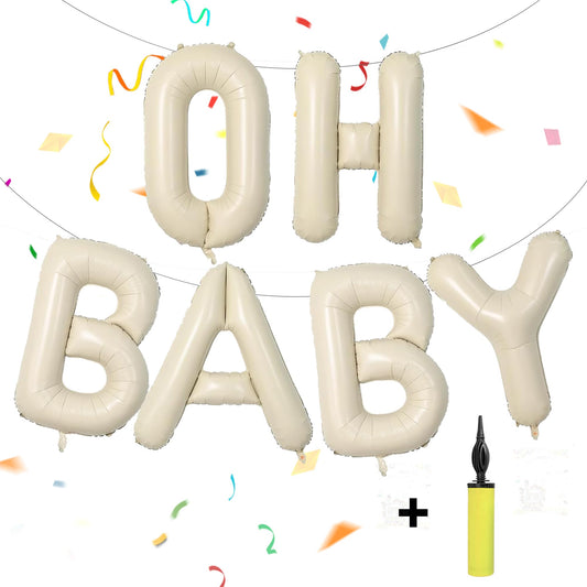 40 Inch Oh Baby Balloon, Shower Decorations, Large Sign for Backdrop, Shiny Banner for Gender Reveal Party Supplies (Gold)