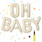 40 Inch Oh Baby Balloon, Shower Decorations, Large Sign for Backdrop, Shiny Banner for Gender Reveal Party Supplies (Gold)