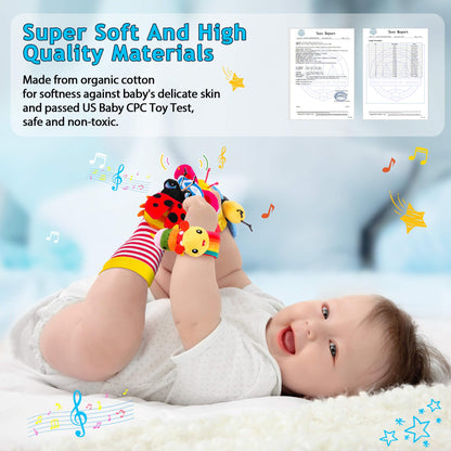 Baby Rattles 0-6 Months: Baby Toys Baby Essentials Rattles for Babies 6-12 Months Infant Toys 0-3 Months Newborn Toys Wrist Rattle Socks - Newborn Essentials Must Haves Gifts for Girl Boy