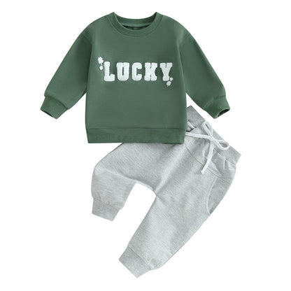 Engofs 2Pcs Toddler Baby Boy Girl Sweatshirt Tops Pants Set Long Sleeve Sweatsuit Fall Winter Outfits