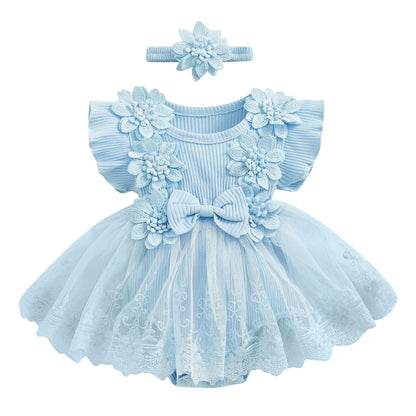 MERSARIPHY Newborn Baby Girl Boho Outfits Infant Lace Tulle Ruffle Bubble Romper Dress Jumpsuit Bodysuit Photoshoot Clothes
