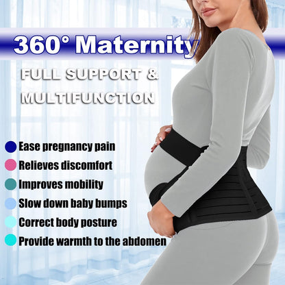 ChongErfei Maternity Belt, Pregnancy 3 in 1 Support Belt for Back/Pelvic/Hip Pain, Maternity Band Belly Support for Pregnancy Belly Support Band (L: Fit Ab 39.5"-51.3", Beige)