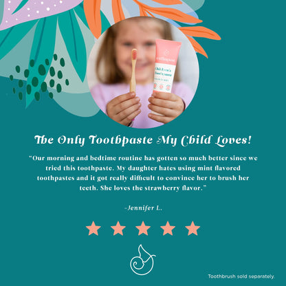 Wellnesse Kids Hydroxyapatite Toothpaste with Xylitol - Fluoride Free Toddler & Children's Natural Toothpaste, Freshens Breath, Sensory-Friendly Oral Care, Vegan, Strawberry Flavor, 4 oz (Pack of 1)
