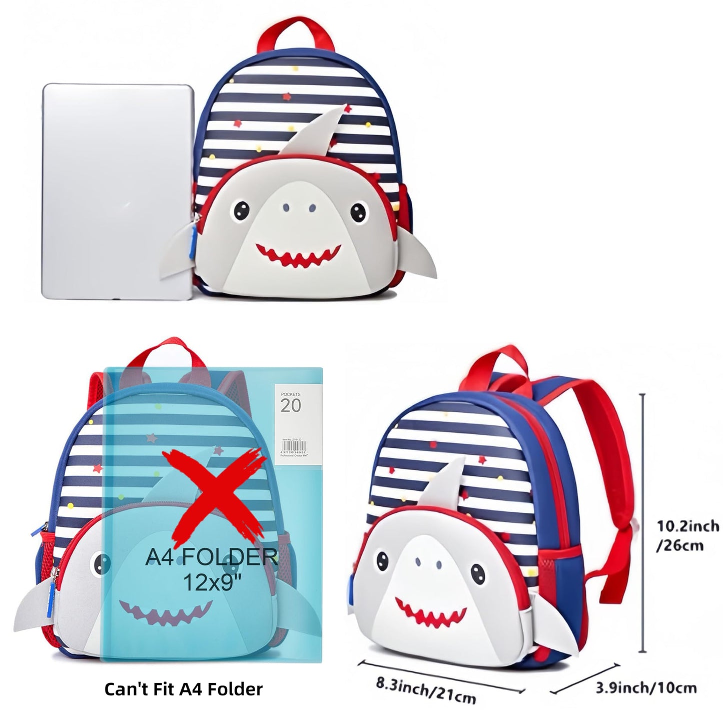 KK CRAFTS Preschool Backpack Toddler Neoprene Animal Schoolbag Lunch backpack for Kids Boys Girls(Dinosaur)