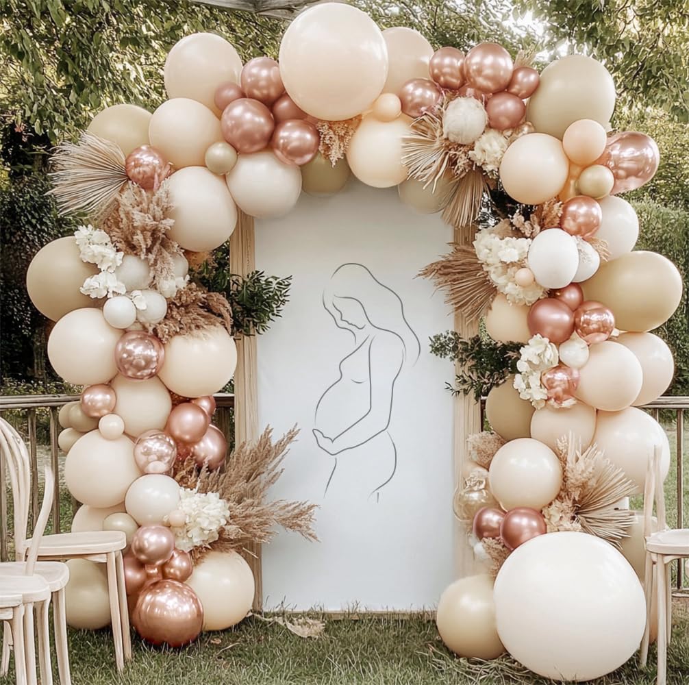 Blush Beige Balloon Arch Kit - Double Stuffed White Sand Nude Balloon Garland Neutral Cream Apricot Balloons for Baby Bridal Shower Boho Gender Reveal Wedding Birthday Party Party Decor