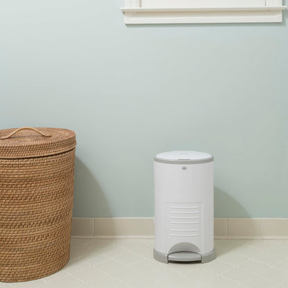 Diaper Dekor Classic Hands-Free Diaper Pail | Easiest to Use | Just Step – Drop – Done | Doesn’t Absorb Odors | Most Economical Refill System | 70% Recycled Materials | EKO White
