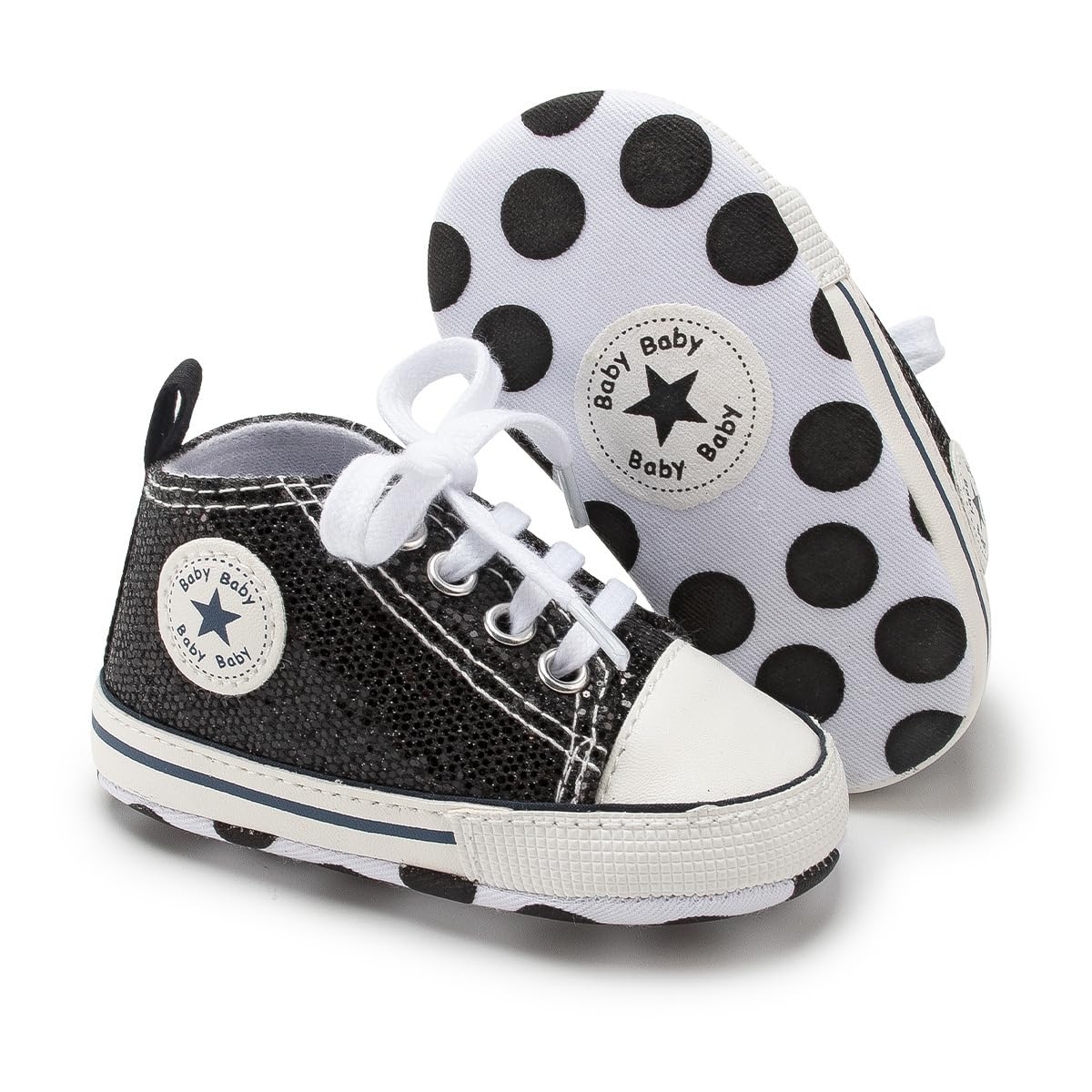 Unisex Baby Girls Boys Canvas High-top Shoes, Newborn Infant Anti-Slip Soft Sole Frist Walking Breathable Sneakers