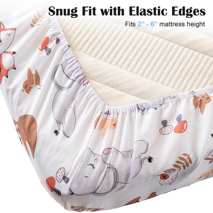 Crib Bedding Set 4 Pieces – Includes Comforter, 2 Fitted Sheets for Easy Changing, Crib Skirt – Soft, Breathable, Machine Washable – Fits Standard Crib Mattress – Baby Nursery Set for Boys & Girls