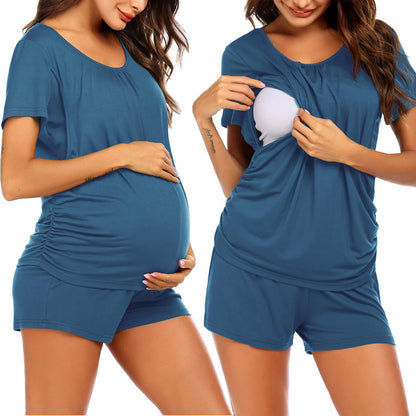 Ekouaer Womens Maternity Pajamas Nursing Pjs for Breastfeeding Soft Postpartum Lounge Sets Sleepwear Layer Pregnancy Clothes