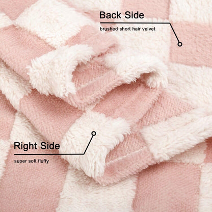 HOMRITAR Checkered Baby Blanket for Boy Girls Ultra Soft Fluffy Fuzzy Toddler Blankets with 3D Chessboard Grid Warmer Comfort Reversible Bed Blanket for Winter 350GSM Black 30 x 40 Inch