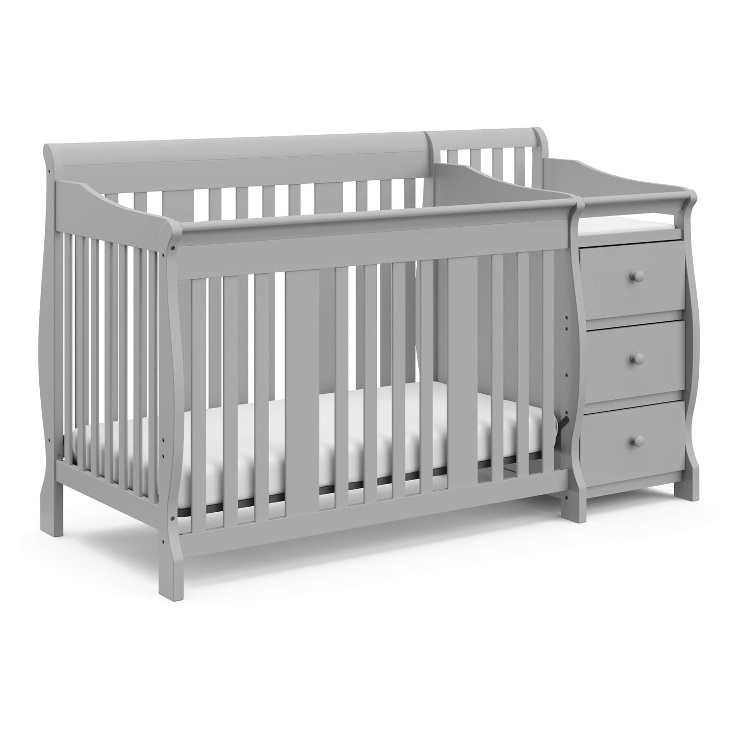 Storkcraft Portofino 5-in-1 Convertible Crib and Changer (Espresso) – Crib and Changing -Table Combo with 3 Drawers, Includes Baby Changing Pad, Converts to Full-Size Bed