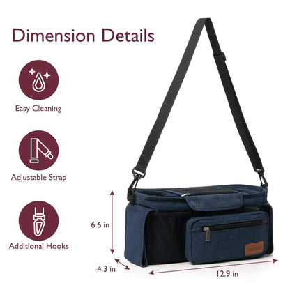 Momcozy Universal Stroller Organizer, 2 Insulated Cup Holders, Removable Zip Pocket, Adjustable Straps, Large Capacity Baby Essentials Compact Design, Fits Any Stroller (Multicolor)