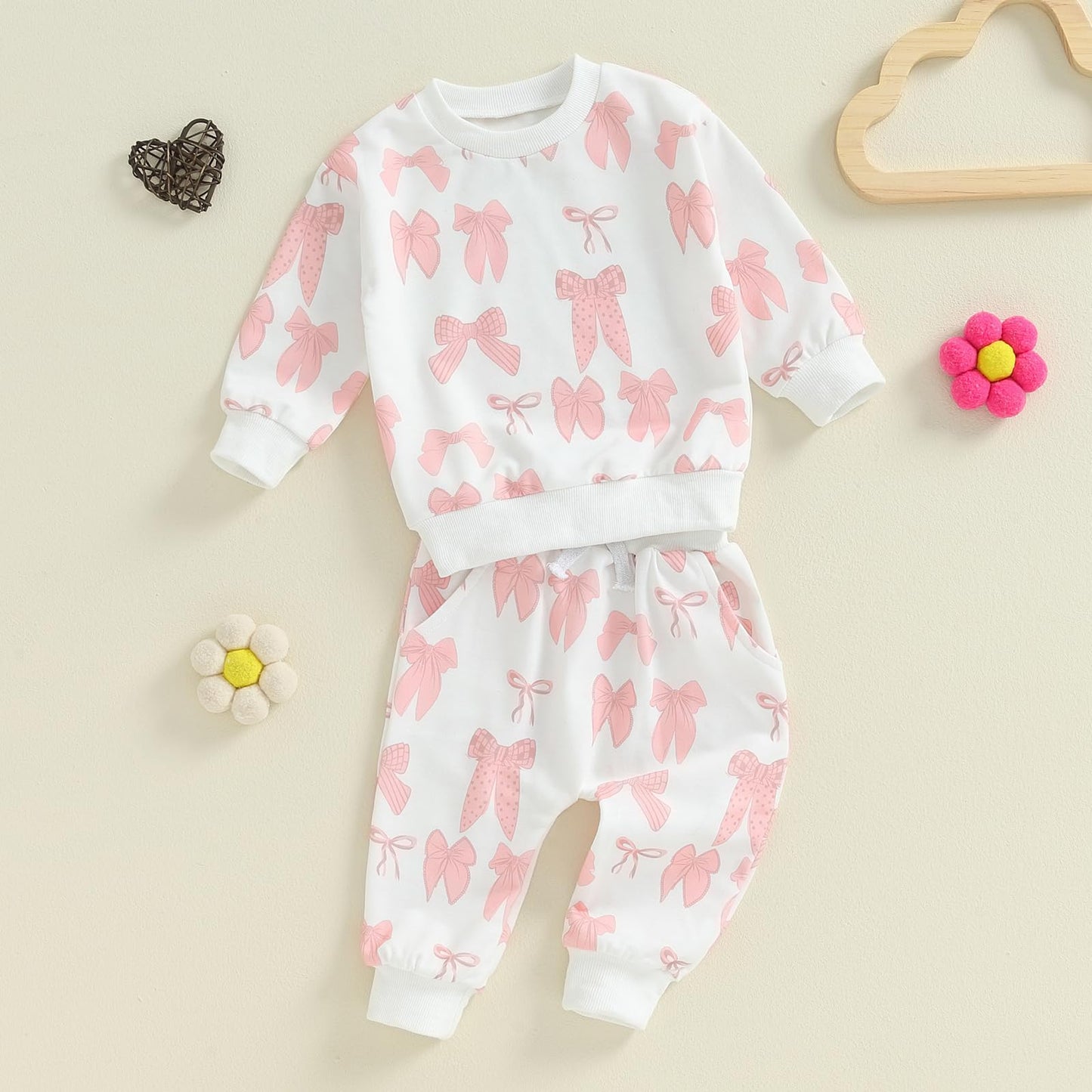 Mubineo Toddler Baby Girl Clothes Cute Long Sleeve Sweatshirt Sweatpant Outfits Fall Winter Tops Pant Outfit Sweatsuit