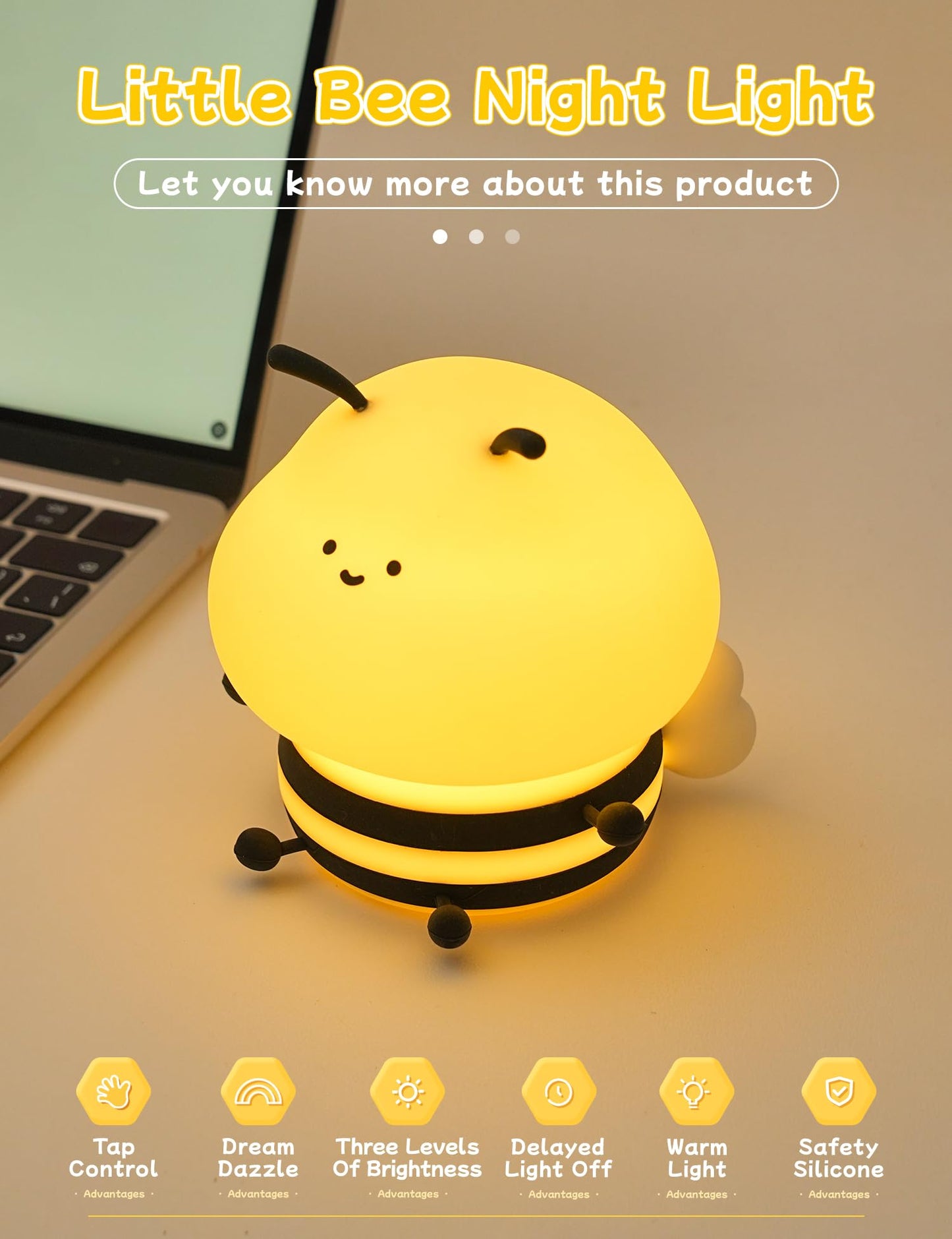 Nursery Night Light, RGB Bunny with 7 Colors & 3 Dim Levels, Rechargeable Silicone, Room Decor & Kids Gift
