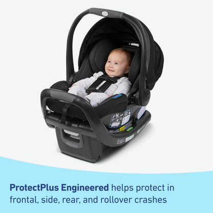 Graco SnugRide SnugFit Infant Car Seat with Simply Safe Adjust Harness System, Baby Car Seat with Anti Rebound Bar, Gotham
