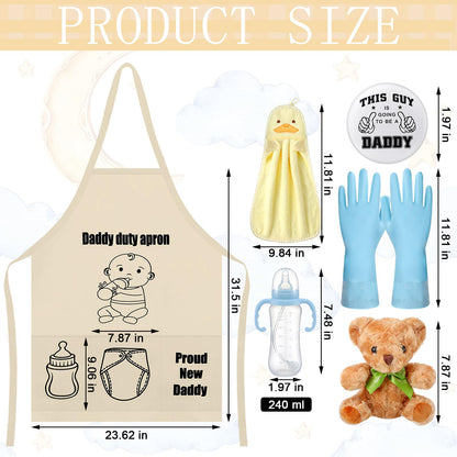 7 Pcs Daddy Duty Apron Diaper Duty Apron New Dad Gifts for Baby Shower Gender Reveal First Time New Dad Gifts (Black,Classic)