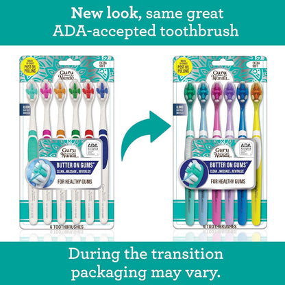 GuruNanda Butter On Gums Toothbrush, ADA Accepted, with 8000+ Ultra Soft Softex Bristles for Sensitive & Receding Gums, Perfect for Whiter Teeth, 8 Ct
