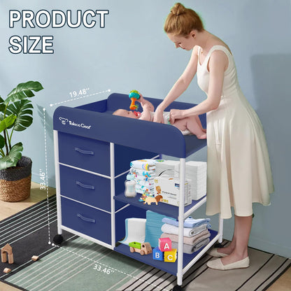 G TALECO GEAR Baby Changing Table, Portable Changing Table, Diaper Changing Station with Waterproof Pad, Changing Table Dresser with 3 Storage Baskets, Mobile Nursery Organizer for Newborn Essentials