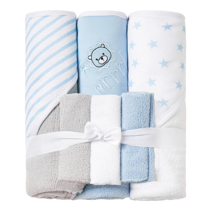 Viviland Baby Towels and Baby Wash Cloths Set Hooded Baby Towels Baby Wipes Absorbent Bath Face Towels Burp Cloths or Face Towels for Girl Boy 6-Pack Size 28 x 28 Inch(Elephant Flower)