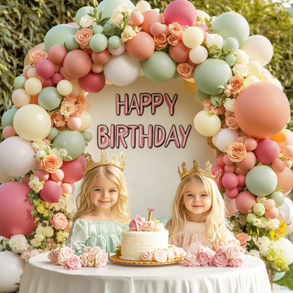 Dusty Green Nude Pink Balloons Arch Kit, Double Stuffed Pastel Balloon Arch Dark Light Green Blush Nude Cream White Sand Tan Pink Balloons for Wedding Birthday Party Woodland Baby Shower Decorations