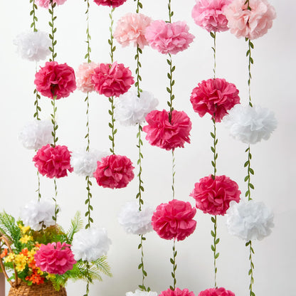 Nude Tissue Paper Pom Pom Garlands, Paper Flowers for Birthday Decorations, Baby Shower, Wedding Engagement, Bridal Shower, Spring Summer Party Decorations