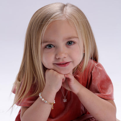 Cherished Moments Children's 14K Gold-plated or Sterling Silver Bracelet with Stardust Beads and Austrian Crystals for Babies, Infants, Toddlers, and Girls Jewelry Gifts