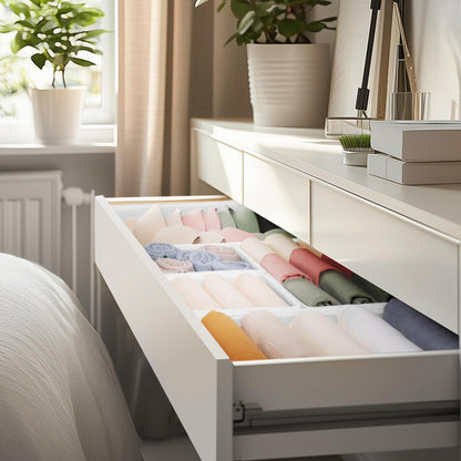 Criusia Drawer Organizer Clothes, 10 Pack Dresser Organizer for Baby Clothes, Underwear, Sock- Foldable Closet Organization and Storage Dividers Bins for Nursery, Bedroom (Beige)