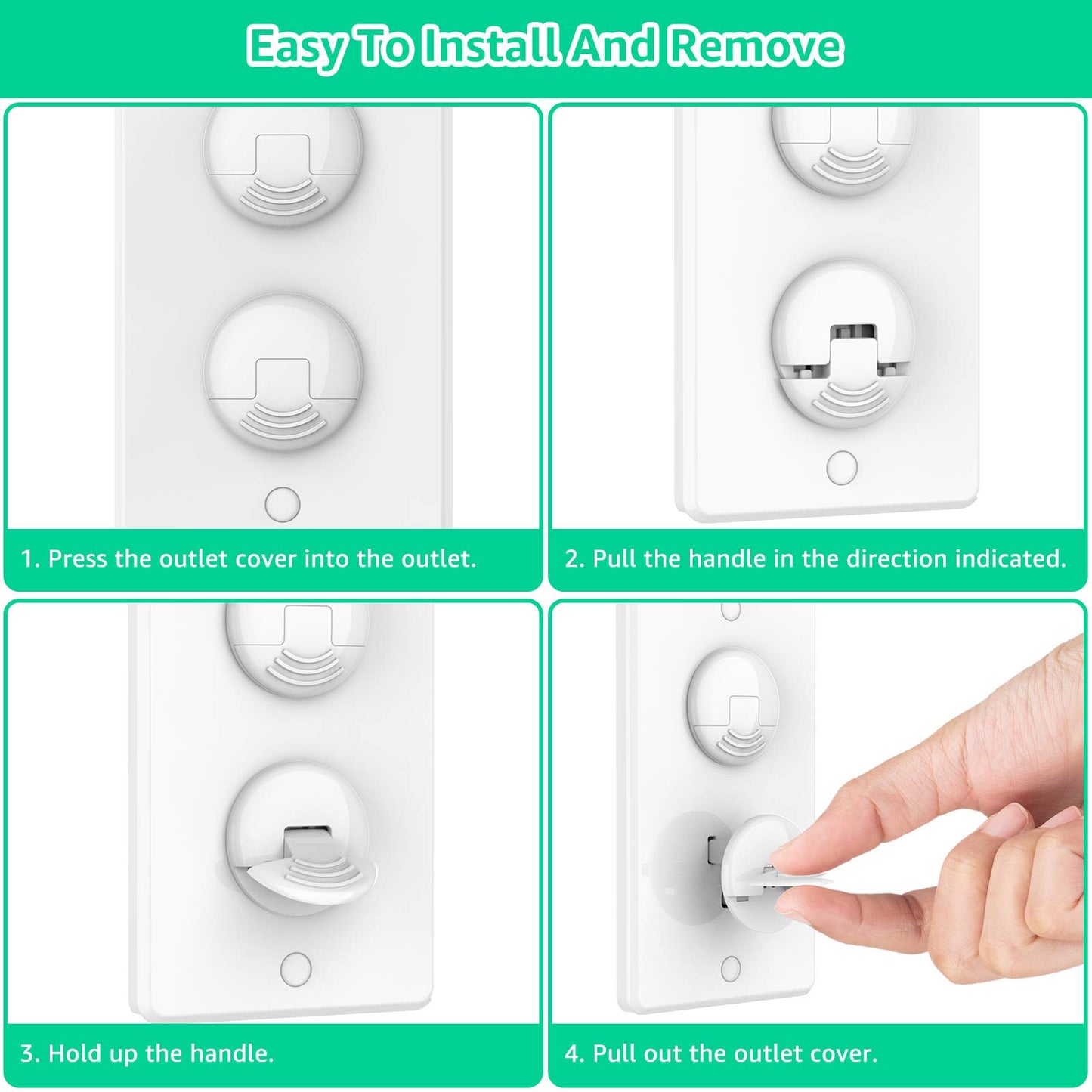Mom's Choice Gold Awards Winner - Outlet Covers with Hidden Pull Handle Baby Proofing Plug Covers (45 Pack) 3-Prong Child Safety Socket Covers Electrical Outlet Protectors Kid Proof Outlet Cap