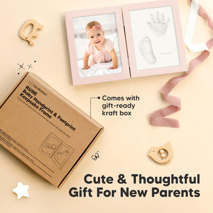 Baby Hand and Footprint Kit, Quick Dry Clay - Newborn Keepsake Feet and Handprint Kit, Nursery Picture Frame, Personalized New Mom Gifts for Baby Showers & Registry, First Mother's Day (Alpine White)