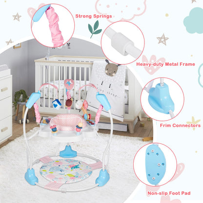 Baby Activity Center, Infant Jumpers and Bouncers with Music, Lights, Infant Toys, 360°Rotating Seat, 3 Adjustable Heights, Baby Play and Learning Center for 6+ Months