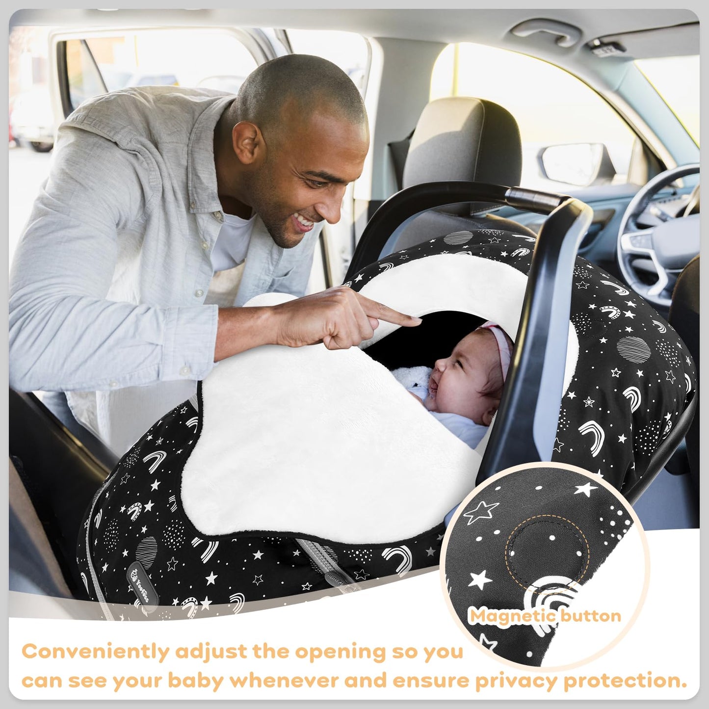 Yoofoss Baby Car Seat Cover Winter Carseat Canopies Cover to Protect Baby from Cold Wind, Super Warm Plush Fleece Baby Carrier Cover for Infant Boys Girls (Pink)