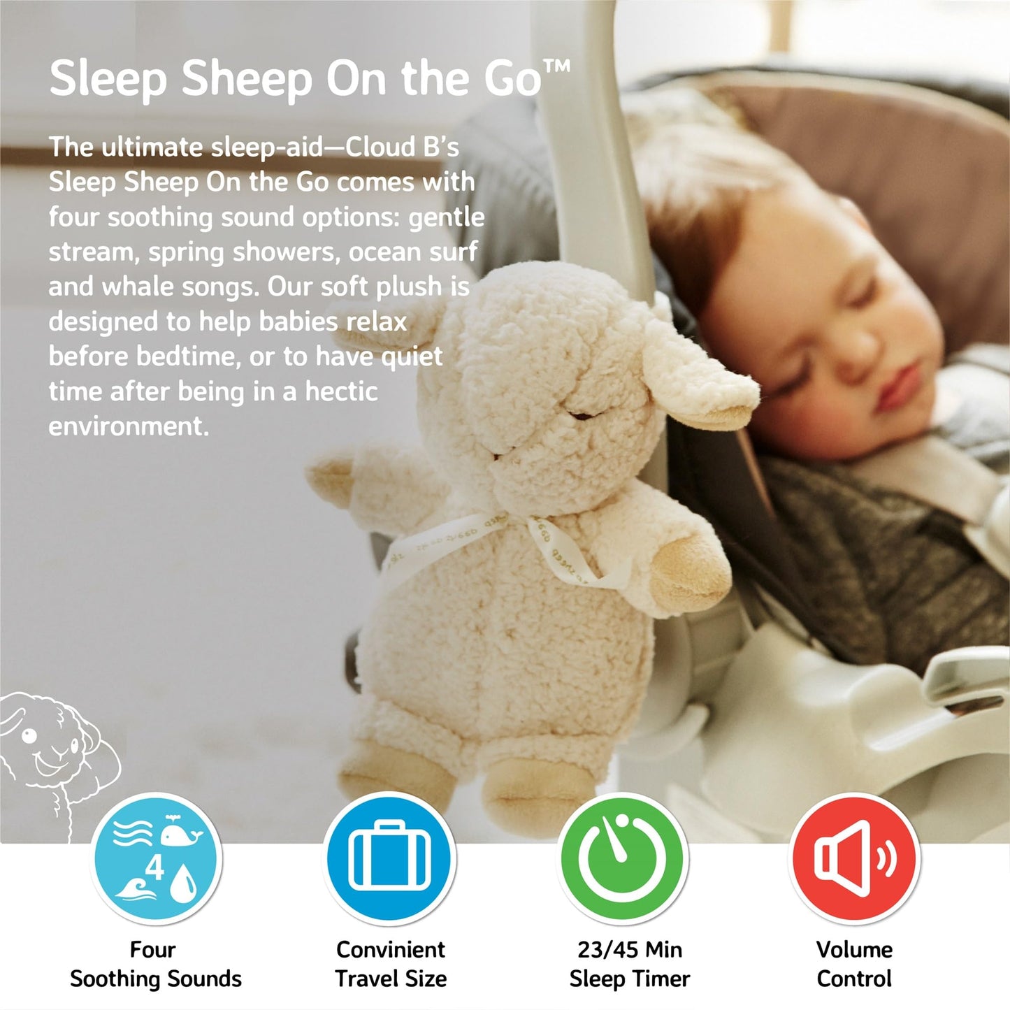 Cloud b Sound Machine with White Noise Soothing Sounds | Cuddly Stuffed Animal & Nomadic Nightlight | Record Parent Voice | Adjustable Settings & Auto-Shutoff | LoveLight™ Buddies - Drake The Dragon™