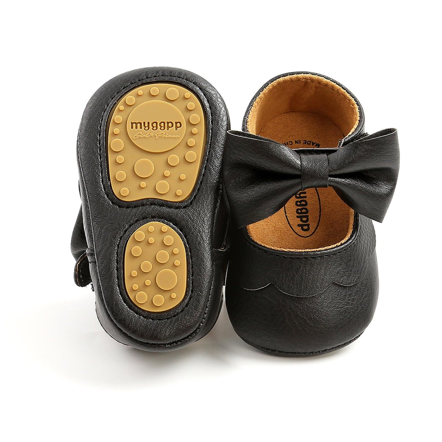 Baby Girl Mary Jane Flats Dress Shoes - Infant Newborn Shoes Anti-Slip Soft PU Leather Party School Wedding Princess Baby Girl Shoes 0-18M