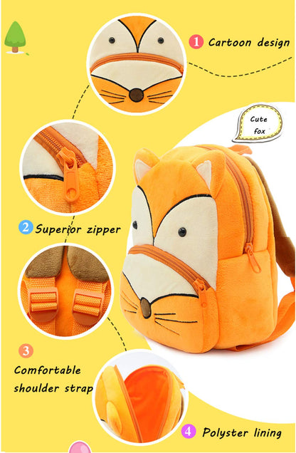 Ladyzone Toddler Backpack Zoo Animals Backpacks Cute Plush Bag Cartoon 10" Preschool Book Bag For 2+ Years Girls Boys