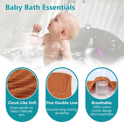 PHF 2 Pack Baby Hooded Towels, 100% Muslin Cotton Baby Bath Towel with Hood for Newborn, Infant, Toddler, Ultra Soft and Absorbent Baby Essentials Bath Towels for Girls, 32x32Inch, Floral