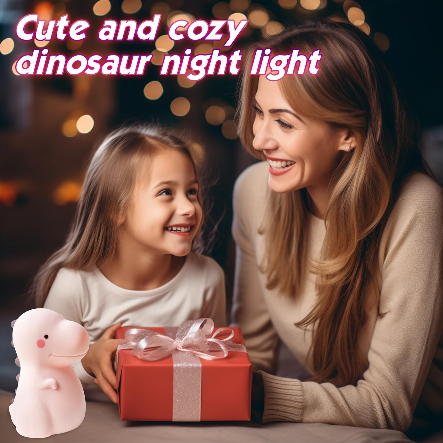 Children's Dinosaur Night Lamp, 7-Color Adjustable Breathing Dinosaur lamp, Portable Rechargeable LED Bedside lamp for Kindergarten, Boys and Girls' Toy Christmas Gift (Green)