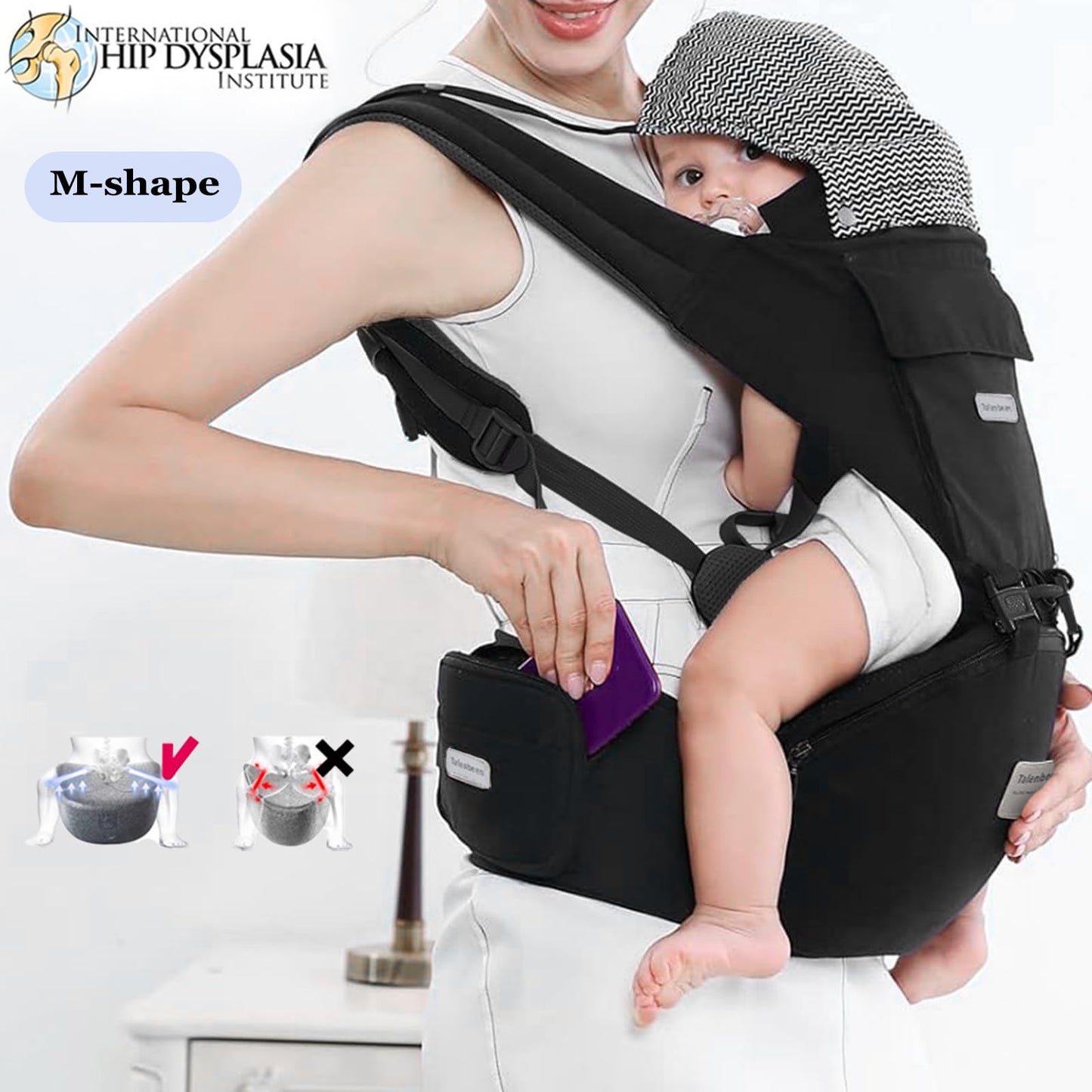 6-in-1 Baby Carrier - Newborn to Toddler, Hip Seat Lumbar Support, 7-41 lbs, All Seasons & Positions, Adjustable Size for Shopping, Hiking, Travelling