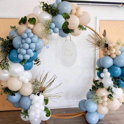 Dusty Blue Balloon Garland Kit - 137pcs Balloon Arch kit with Dusty Baby Blue, Sand White, White Balloons - Perfect for Baby Shower Wedding Boy Birthday Decoration