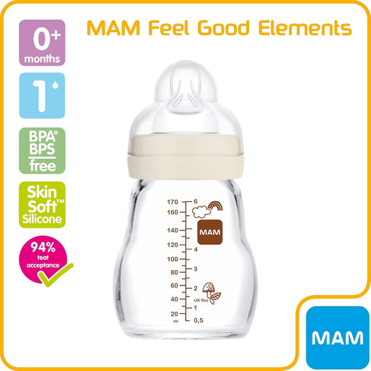 MAM Feel Good Glass Bottle (170 ml, Unisex)