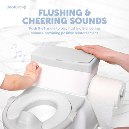 Real Feel 2-in-1 Potty with Wipes Storage, Flushing Sounds & Disposable Liners - Realistic Toilet - Easy to Clean & Assemble - Jool Baby (Pink)
