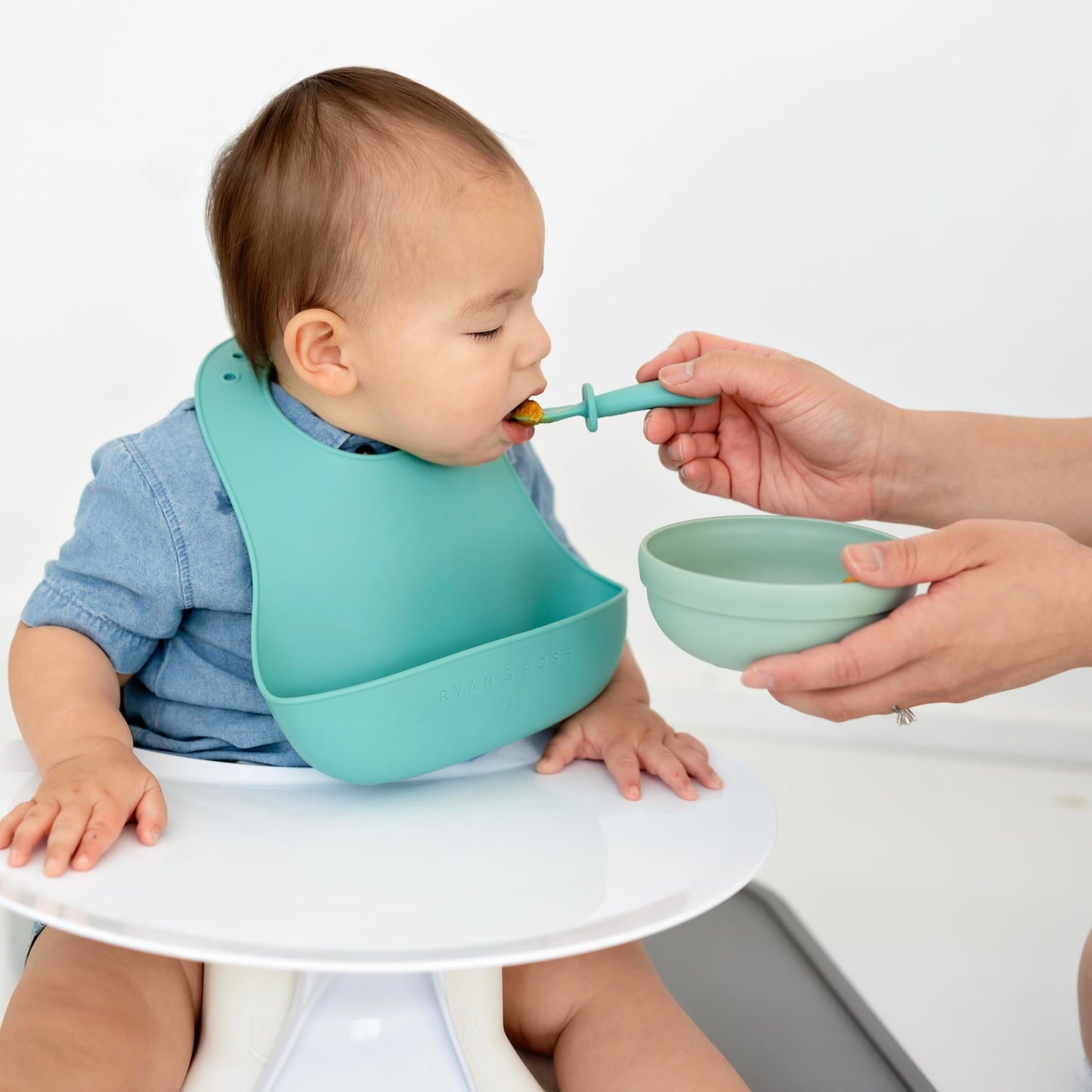Ryan & Rose Ultimate Utensil Set of 3 Silicone Baby Spoons Silicone baby feeding set for baby led weaning, baby spoons self feeding 6 months, baby utensils, toddler utensils (Rose), Child