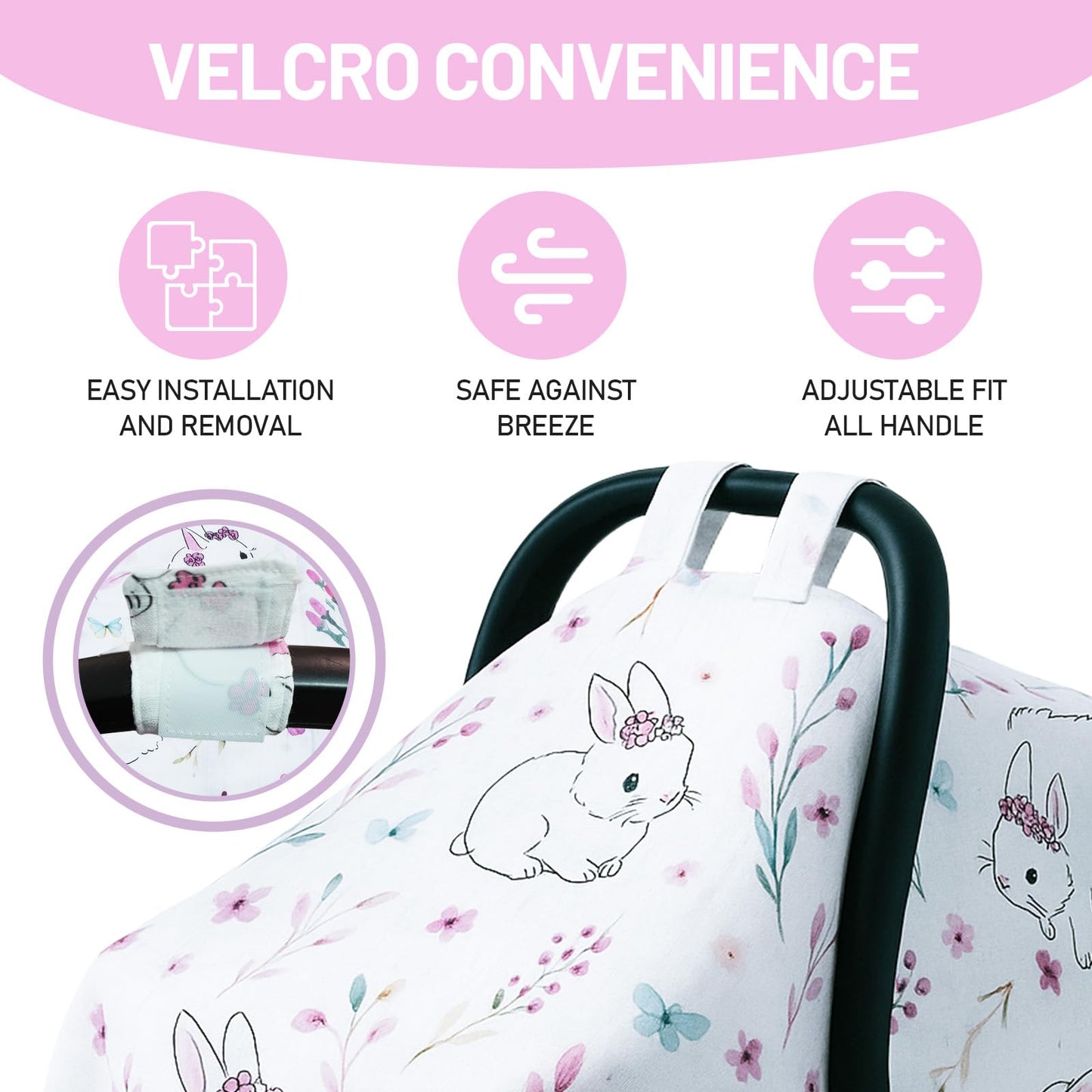 100% Muslin Summer Baby Car Seat Cover, Universal Fit Infant Car Seat Canopy, Breathable & Lightweight Sun, Weather Protection for Boys & Girls
