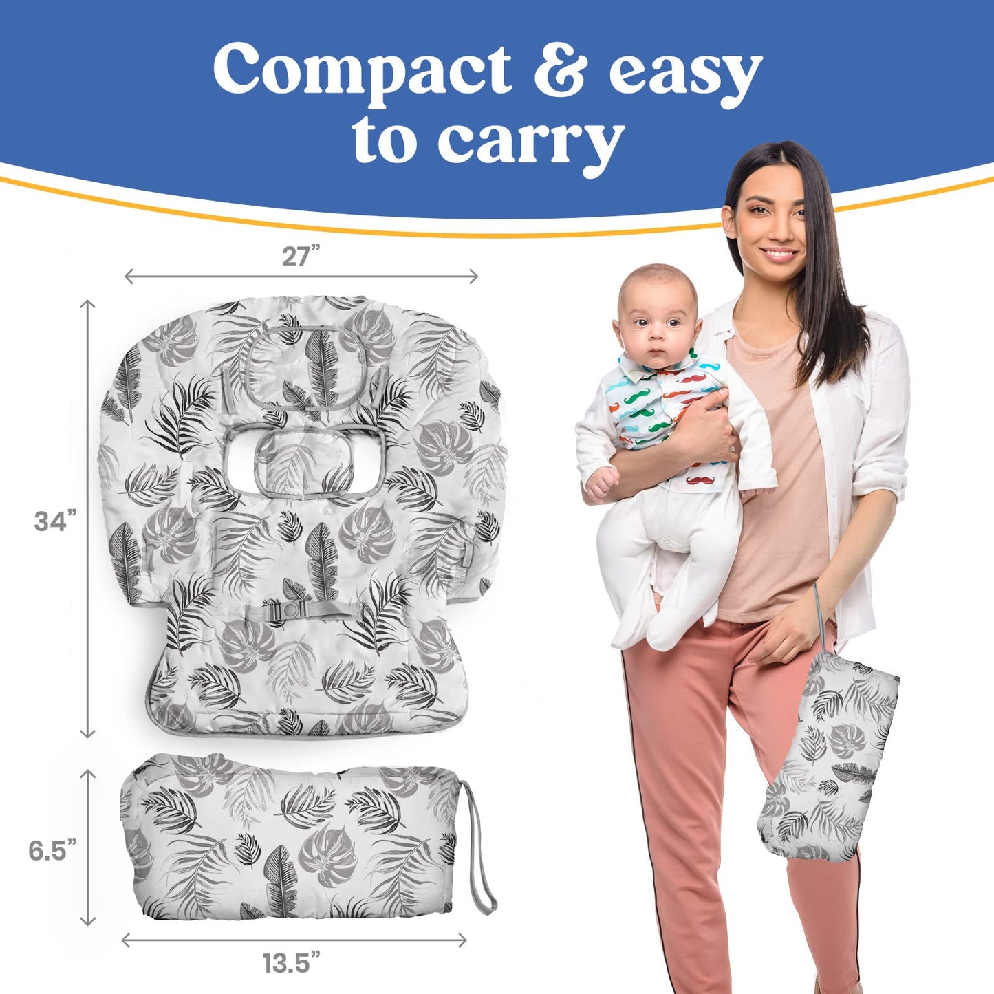 Shopping Cart Cover for Baby PILLANI, High Chair Cover for Restaurant Seat, Grocery Cart Cover for Baby Girl and Boy, Cotton Buggy Covers for Babies, Toddler Shopping Cart Cover