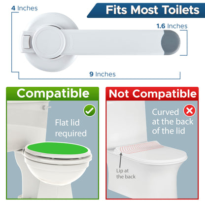 Baby Toilet Lock by Wappa Baby - 9"L x 4"W - Ideal Baby Proof Toilet Lid Lock - No Tools Needed Easy Installation with 3M Adhesive - Top Safety Toilet Seat Lock - Fits Most Toilets - White (1 Pack)