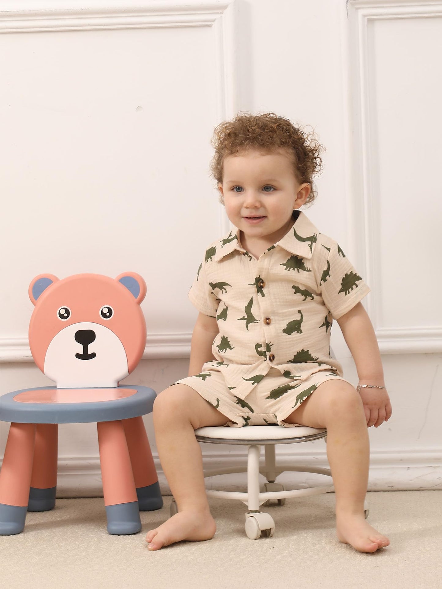 SUREPOCH Baby Boy Clothes Set Summer Toddler Short-Sleeve Shirt & Elastic Waist Shorts Set For Baby Boy Outfits