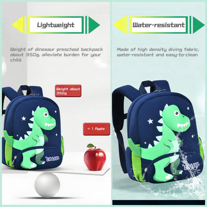 Dinosaur Anti-lost Backpack for Boys Kindergarten Preschool Bookbag with Chest Strap, Toddler Boys Backpack Daycare Bag, B-Green+Orange