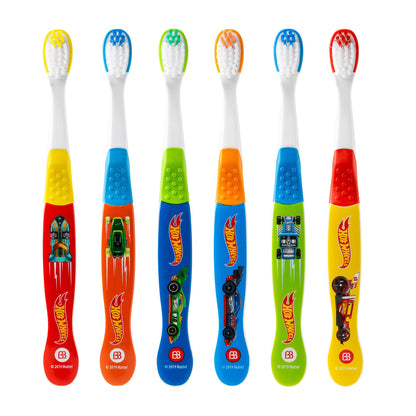 Brush Buddies Hot Wheels Toothbrush for Kids, Kids Toothbrushes, Toothbrush Pack, Soft Bristles for Kids, Toddler Ages 2-4, 6PK